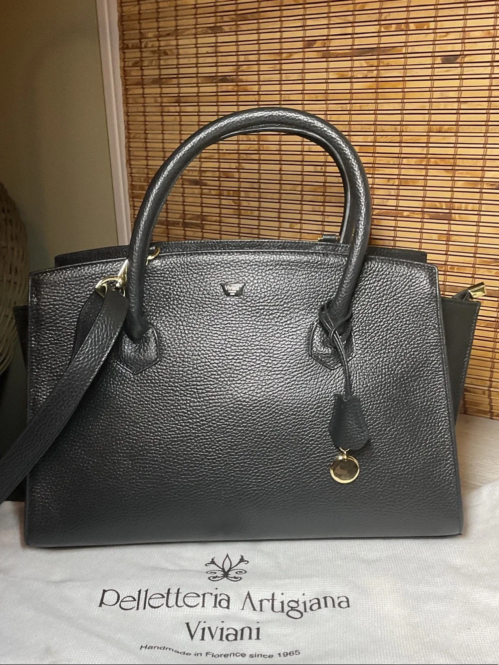Top handle leather bag Miranda by Palletteria Artigiana Viviani handmade Italy